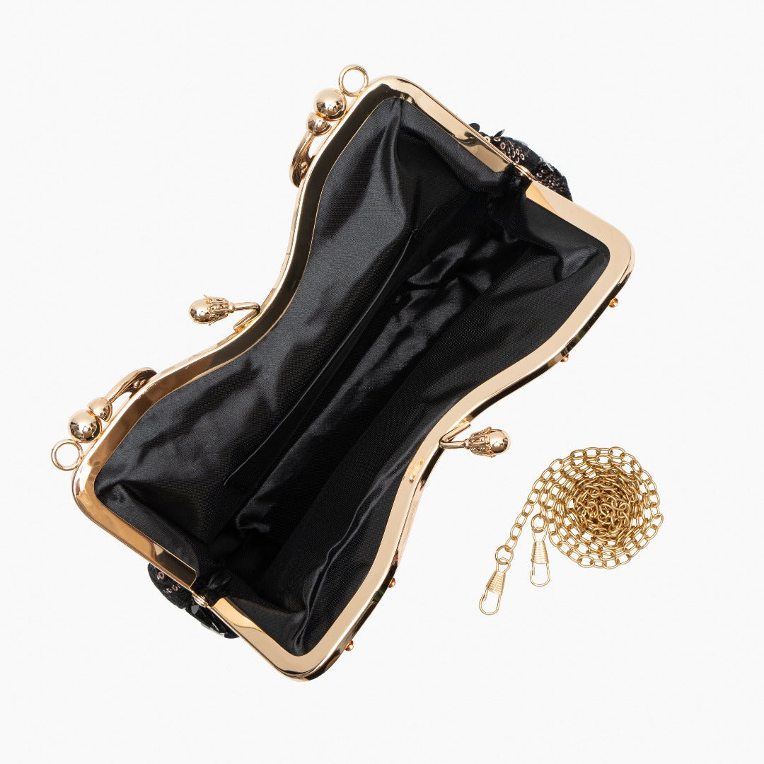 Midnight Sequin Flame Clutch – FIORENE