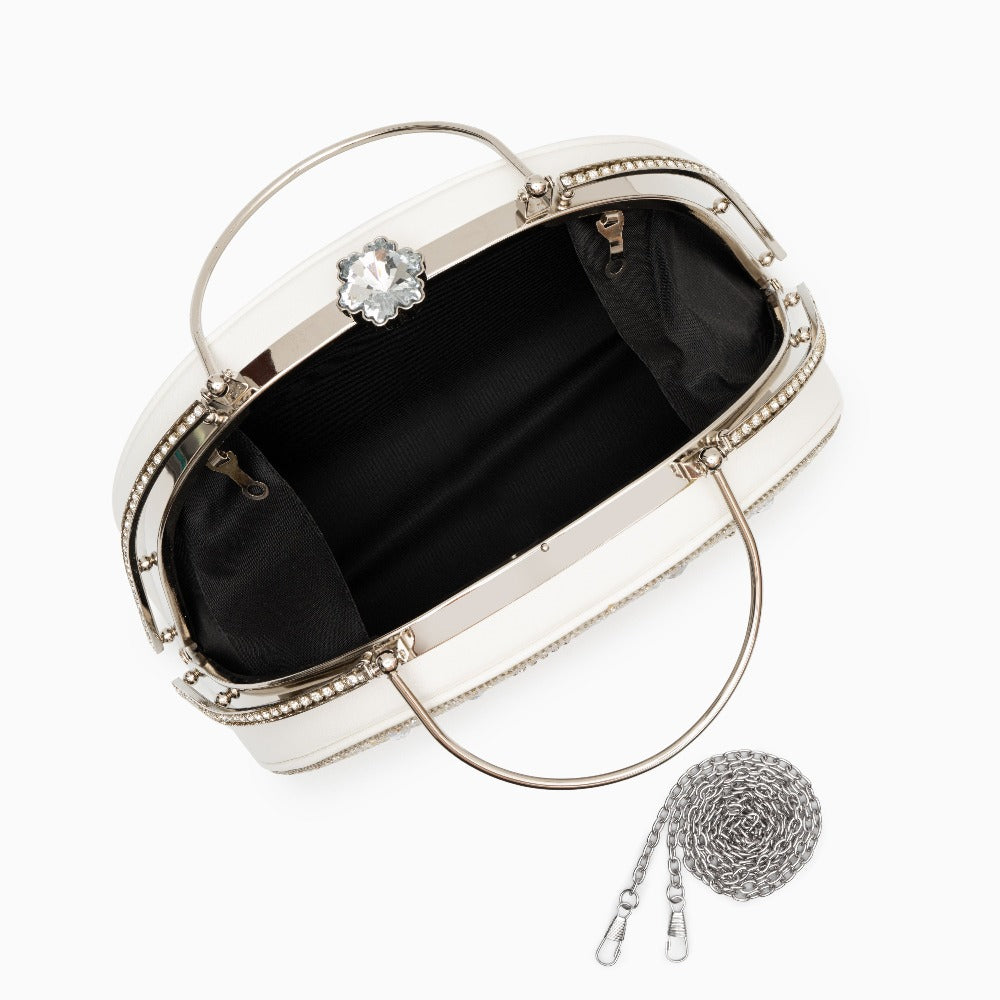 Ivory Crystal Bloom Clutch – FIORENE