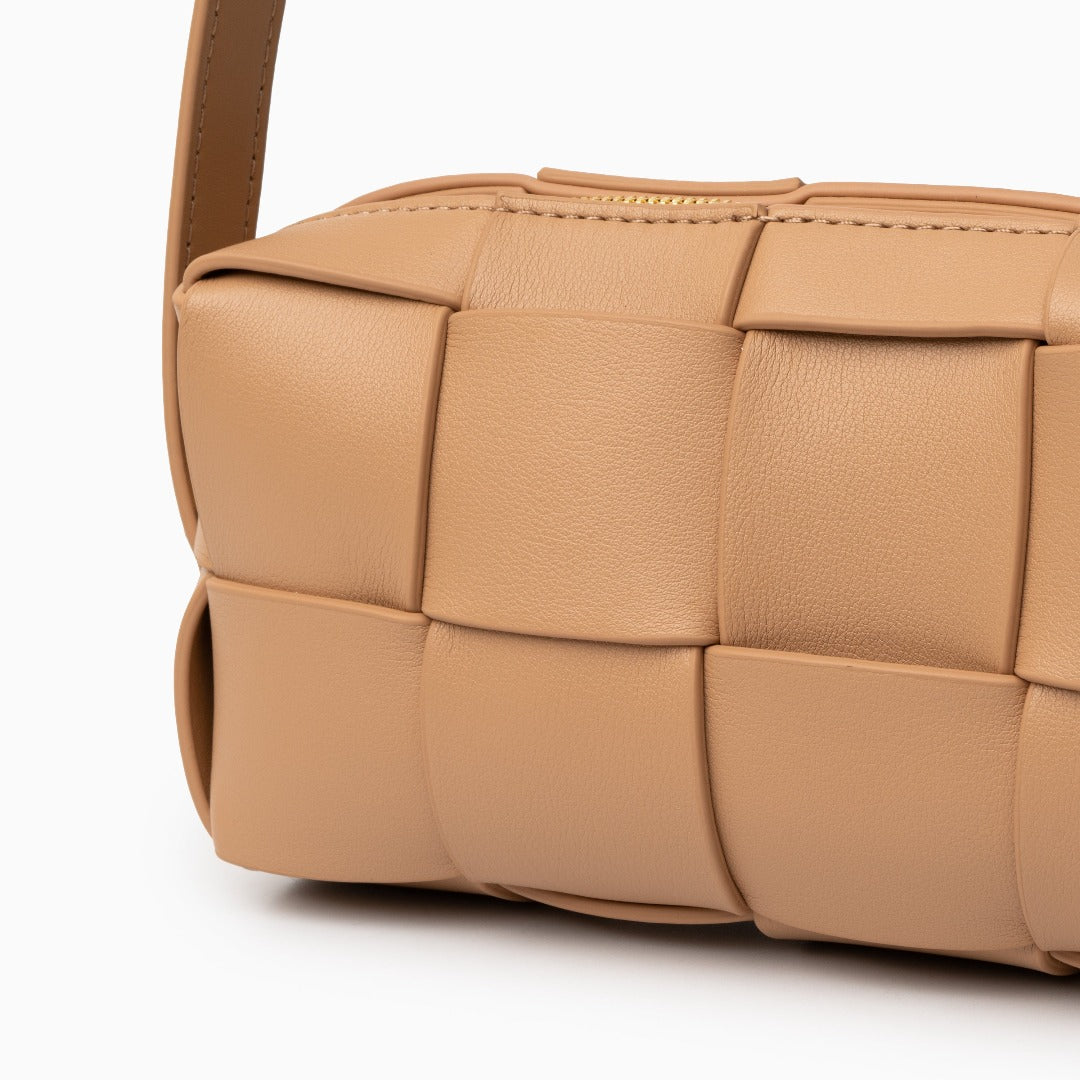 Latte Grid Mini Shoulder Bag – FIORENE