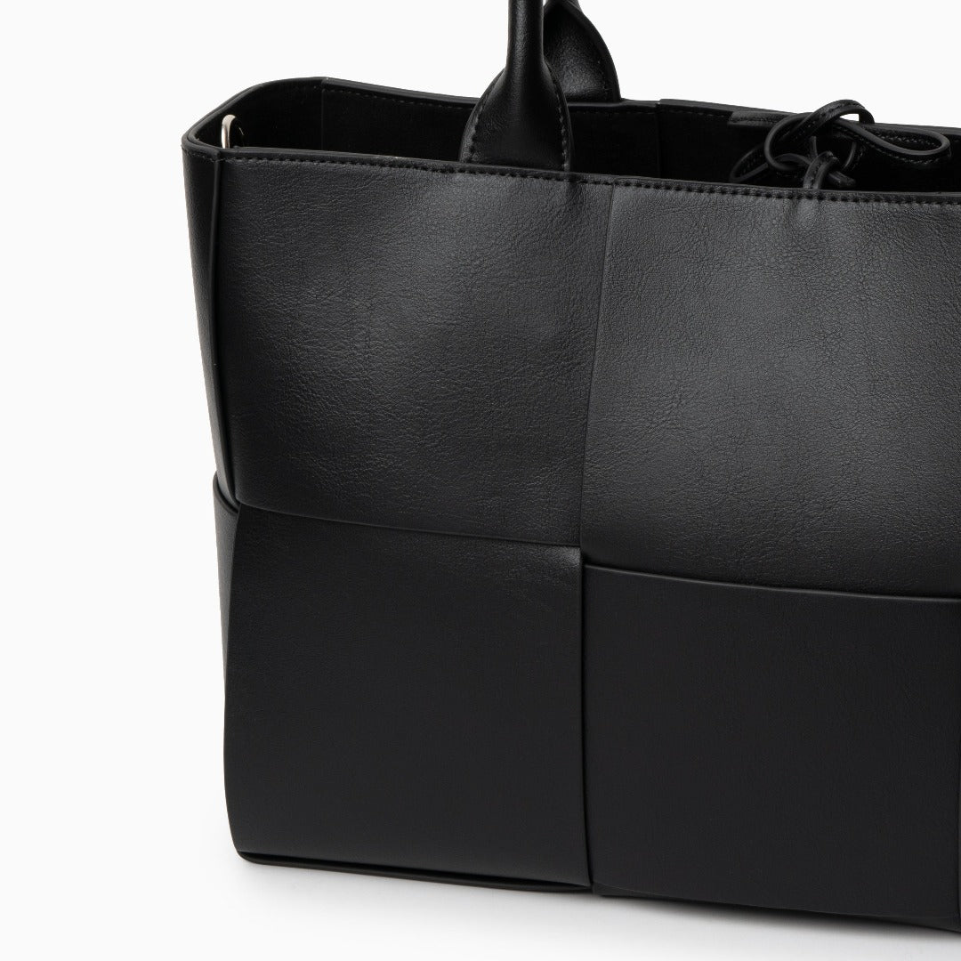 Mocha Grid Panel Tote Bag – FIORENE