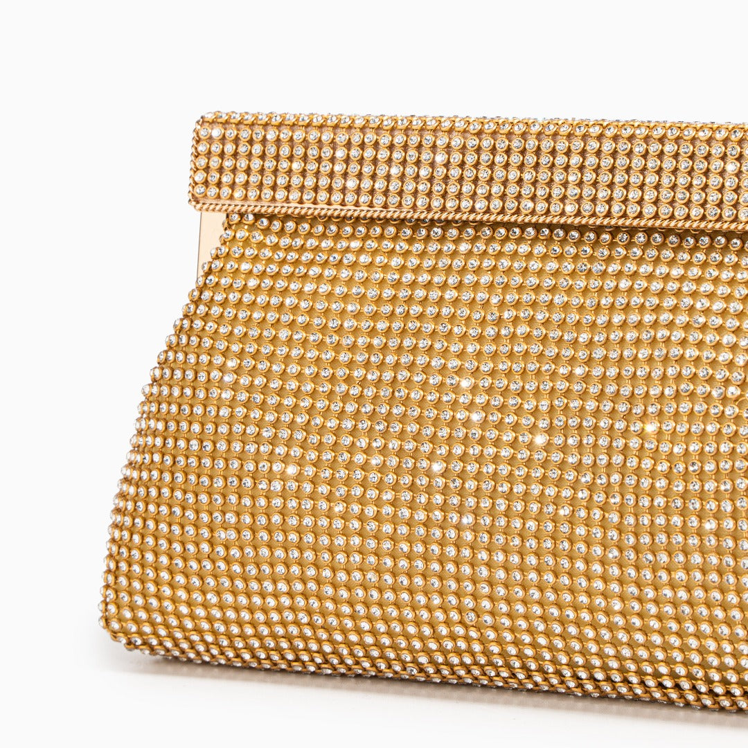 Celeste Golden Crystal Clutch – FIORENE