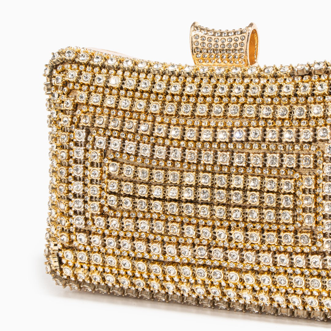Golden Lattice Crystal Clutch – FIORENE