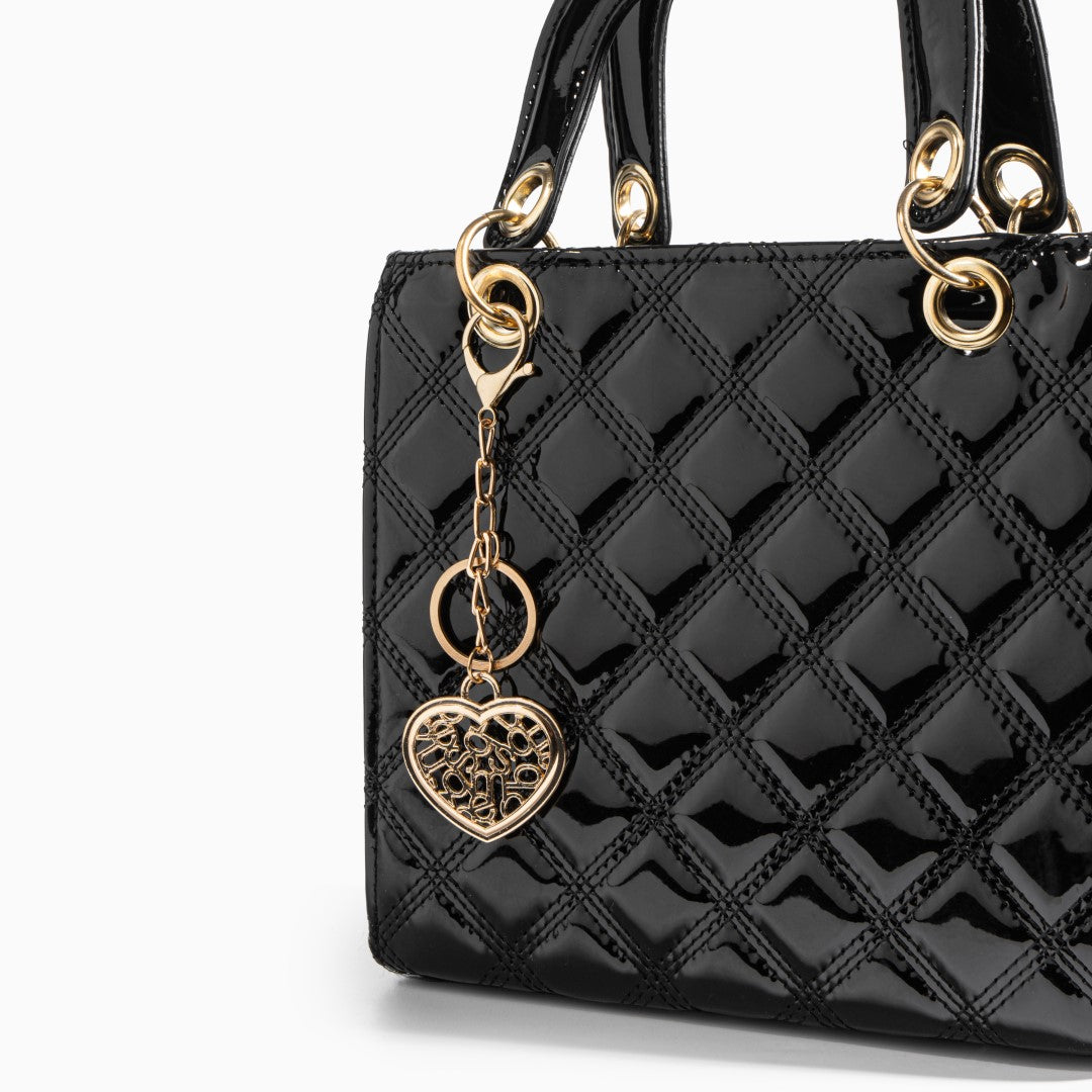 Amélie Noir Heart Charm Handbag – FIORENE