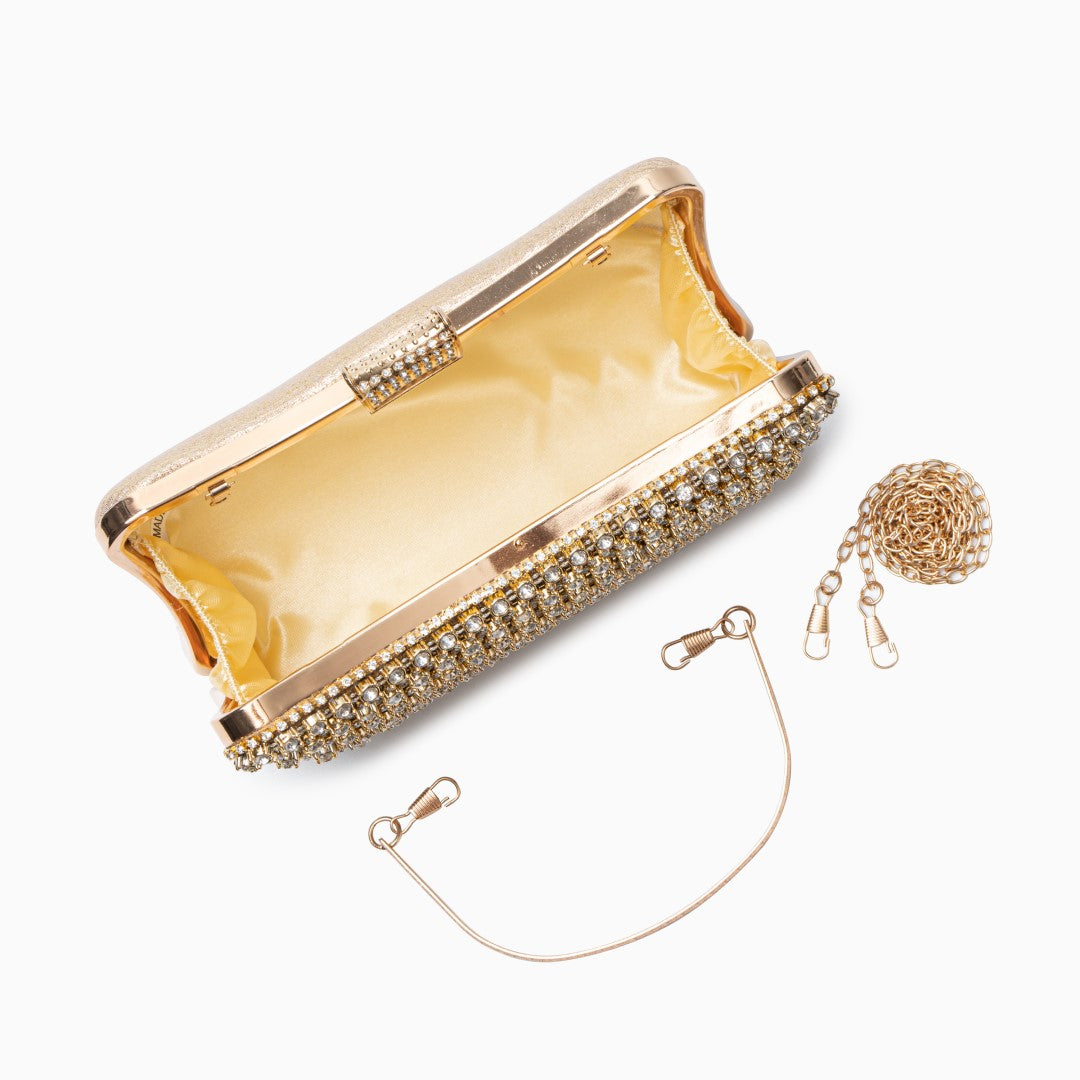 Golden Lattice Crystal Clutch – FIORENE