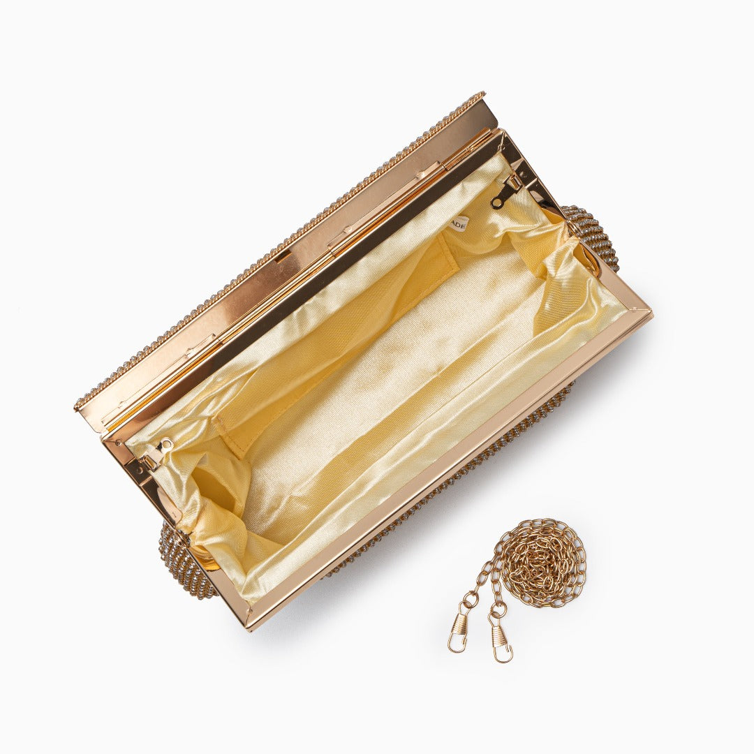 Celeste Golden Crystal Clutch – FIORENE