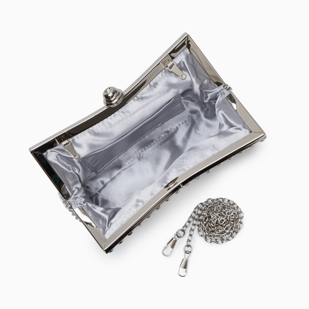 Celestine Silver Crystal Clutch – FIORENE