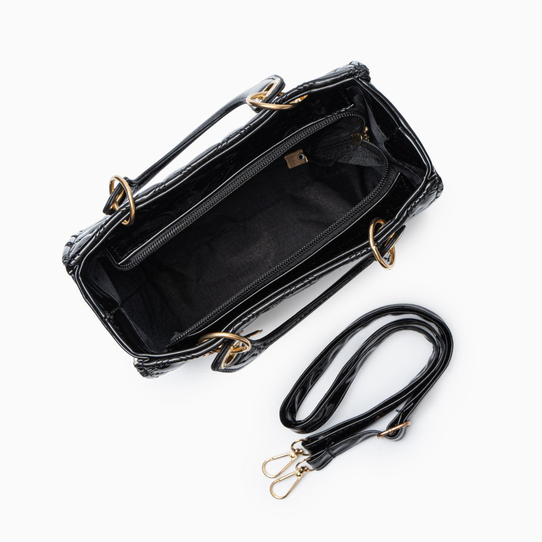 Amélie Noir Heart Charm Handbag – FIORENE