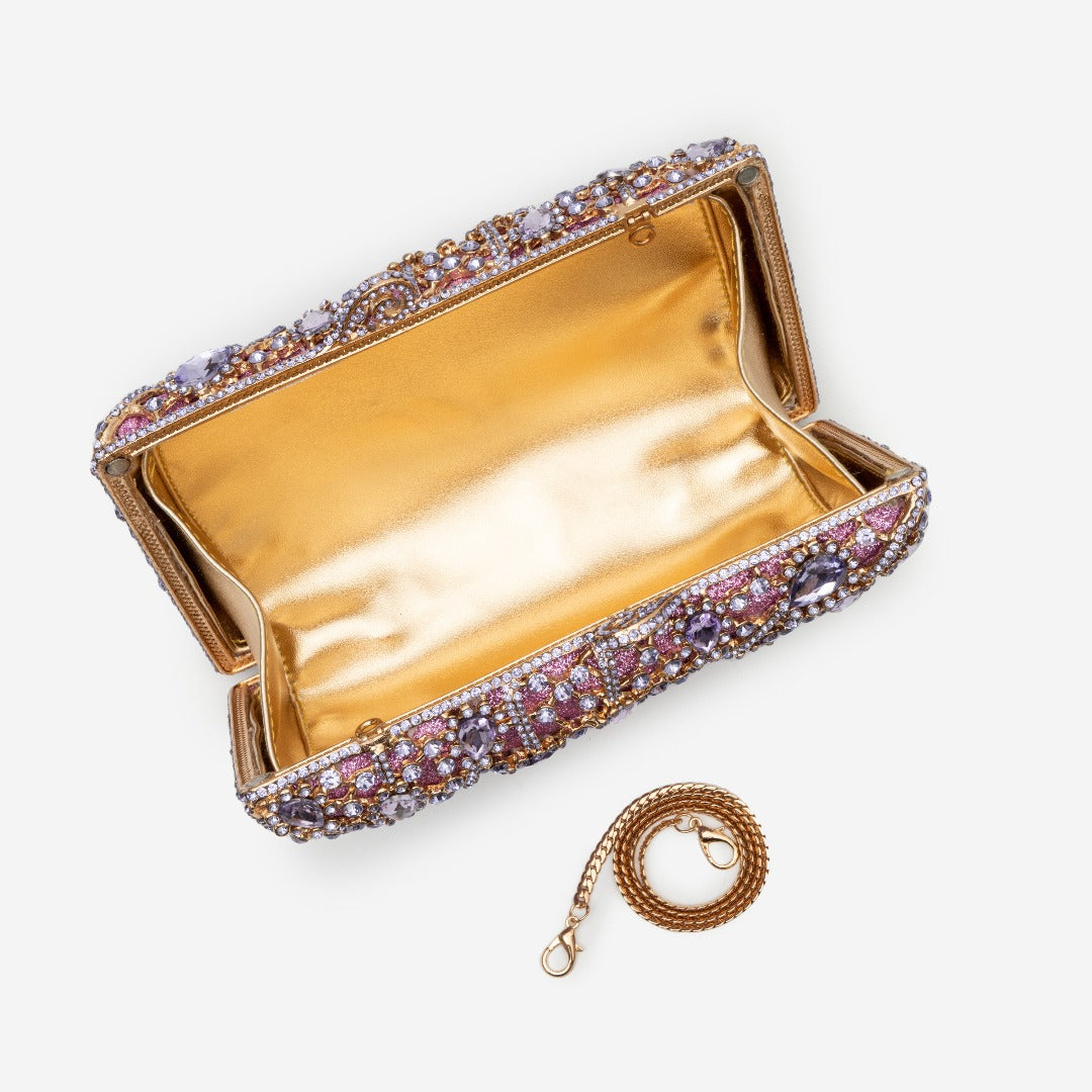 Rosé Crystal Bloom Clutch – FIORENE