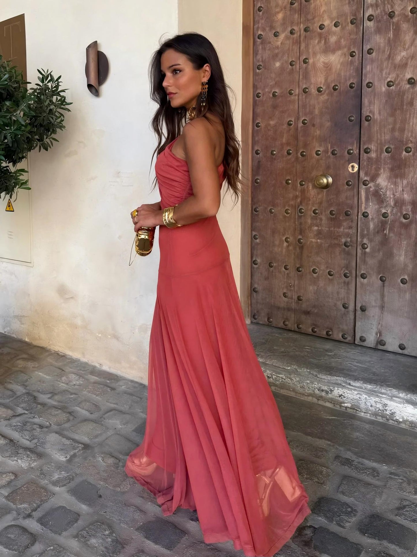 Ophelia Off-Shoulder Mesh Maxi Dress