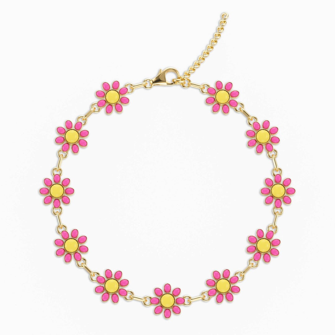 Azure Daisy Charm Anklet – FIORENE