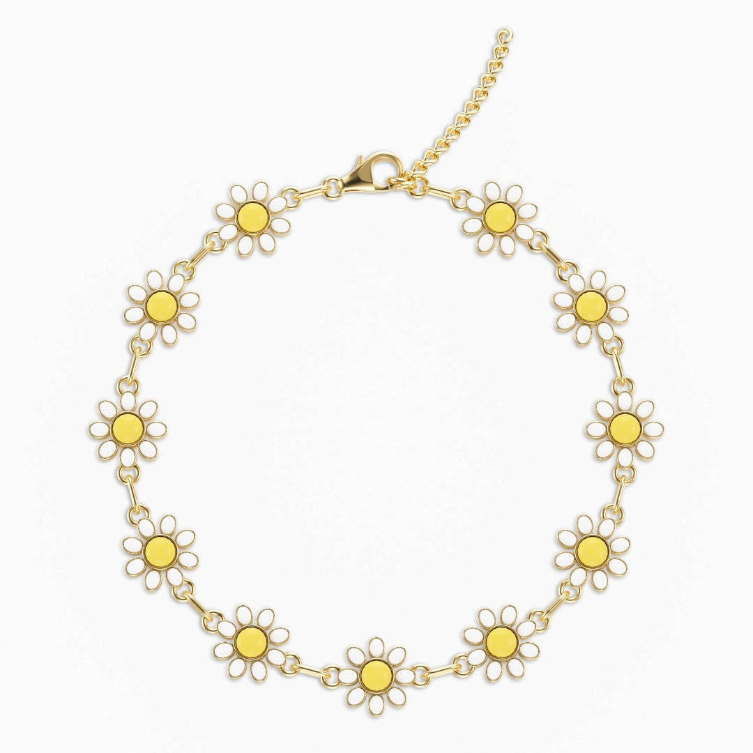 Azure Daisy Charm Anklet – FIORENE