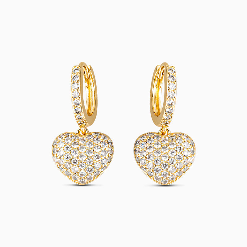 Amour Pavé Heart Drop Earrings – FIORENE