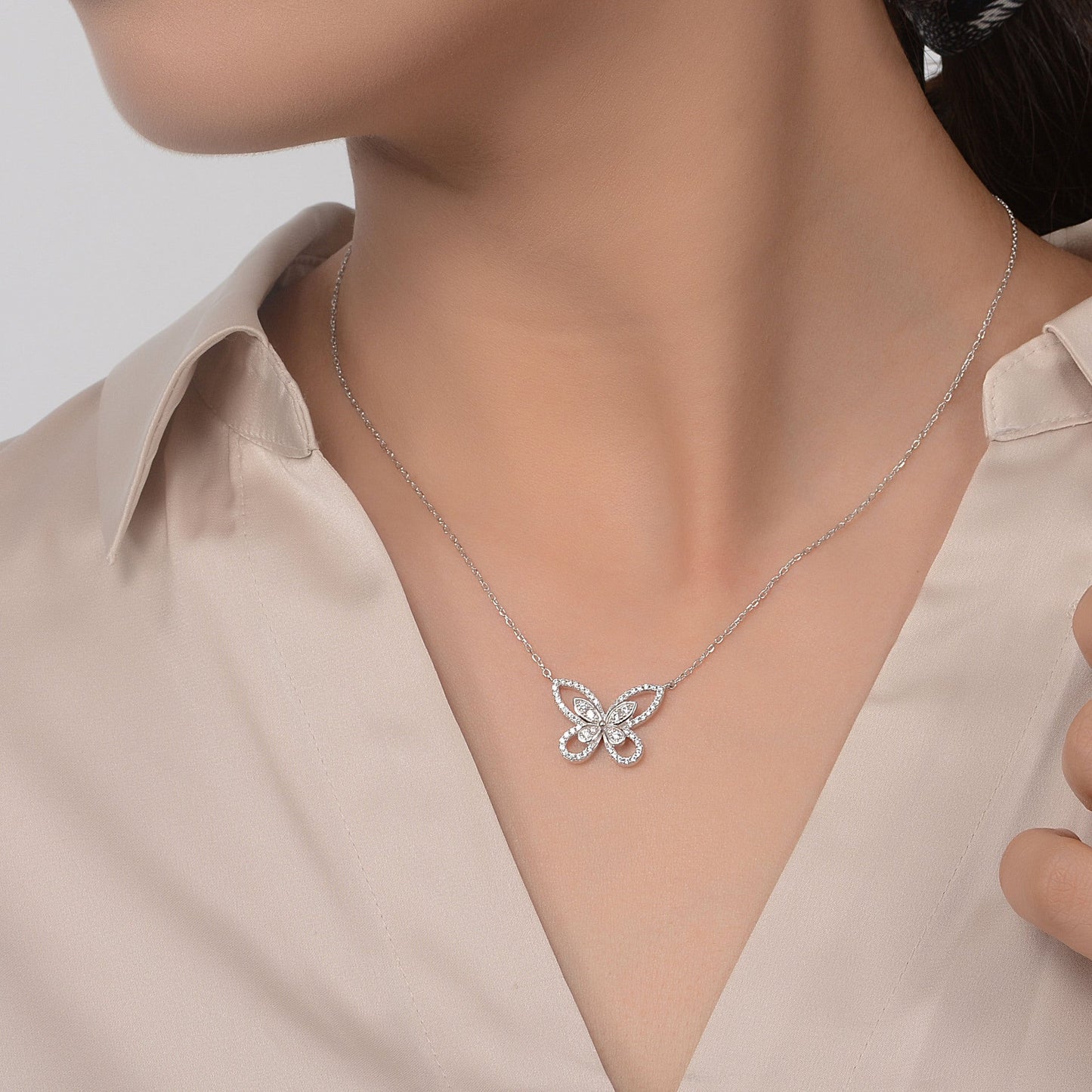 Alouette Silver Butterfly Necklace – FIORENE