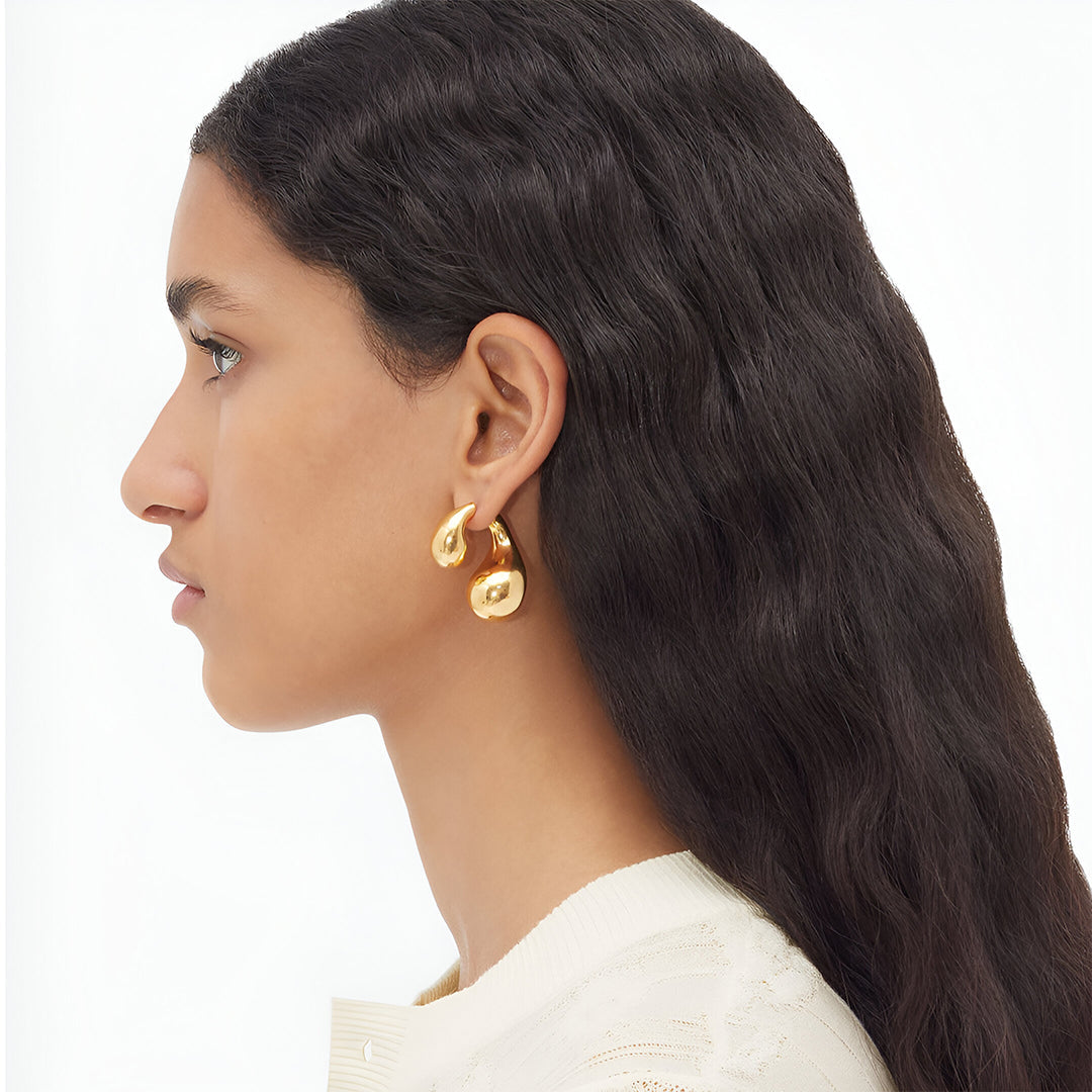 Golden Duo Drops Earrings – FIORENE