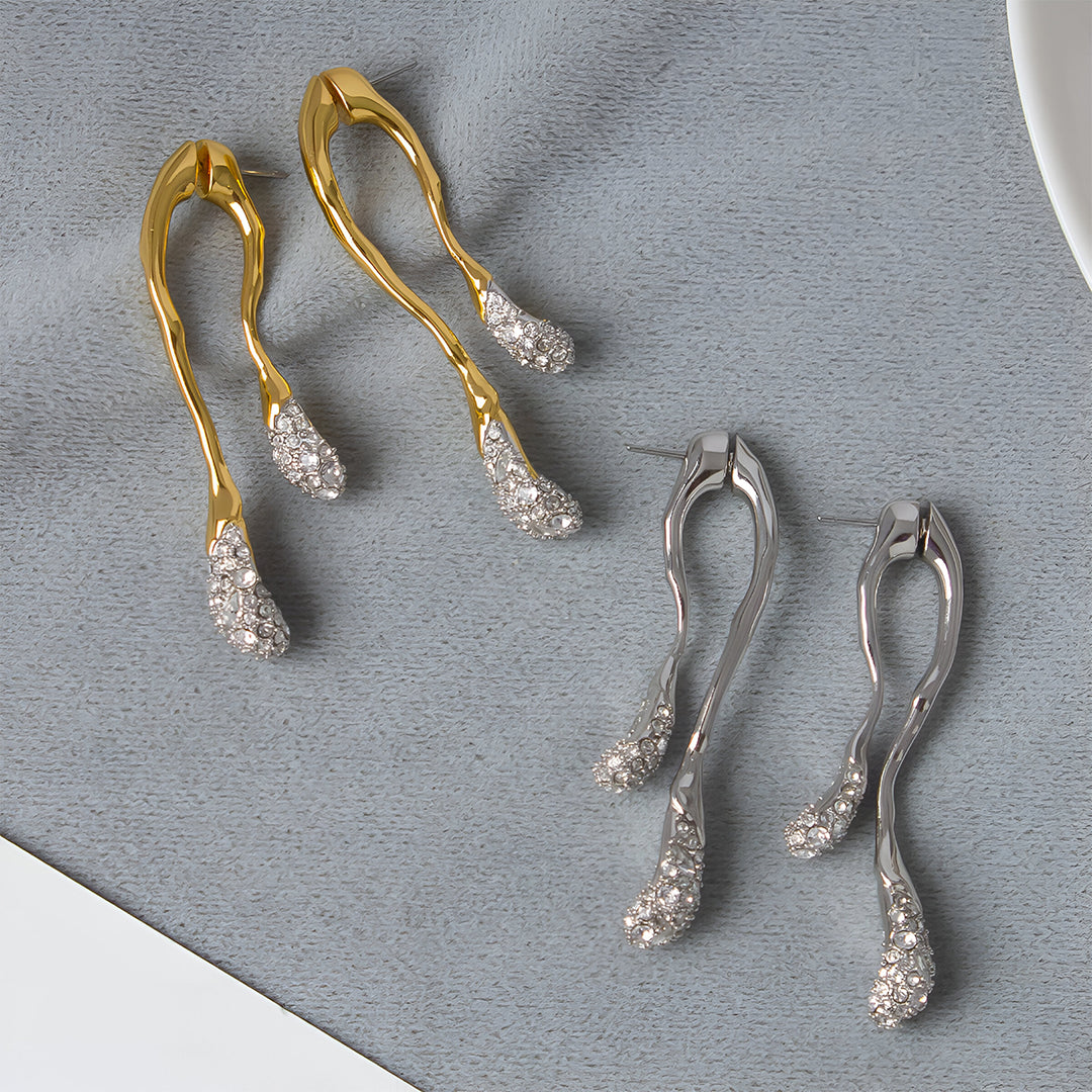 Golden Dewdrop Drop Earrings – FIORENE