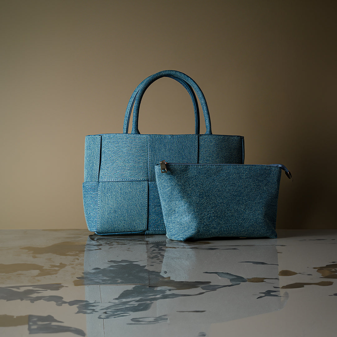 Azure Woven Denim Tote Bag – FIORENE