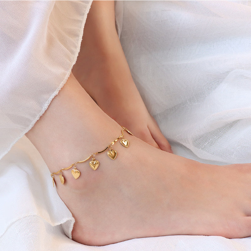 Isla Golden Heart Anklet – FIORENE