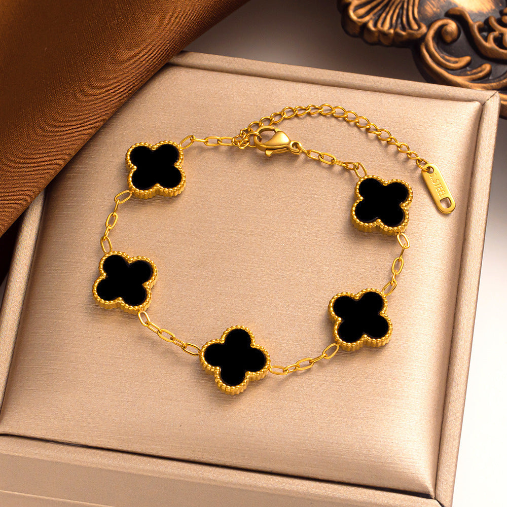 Mystic Onyx Quatrefoil Anklet – FIORENE