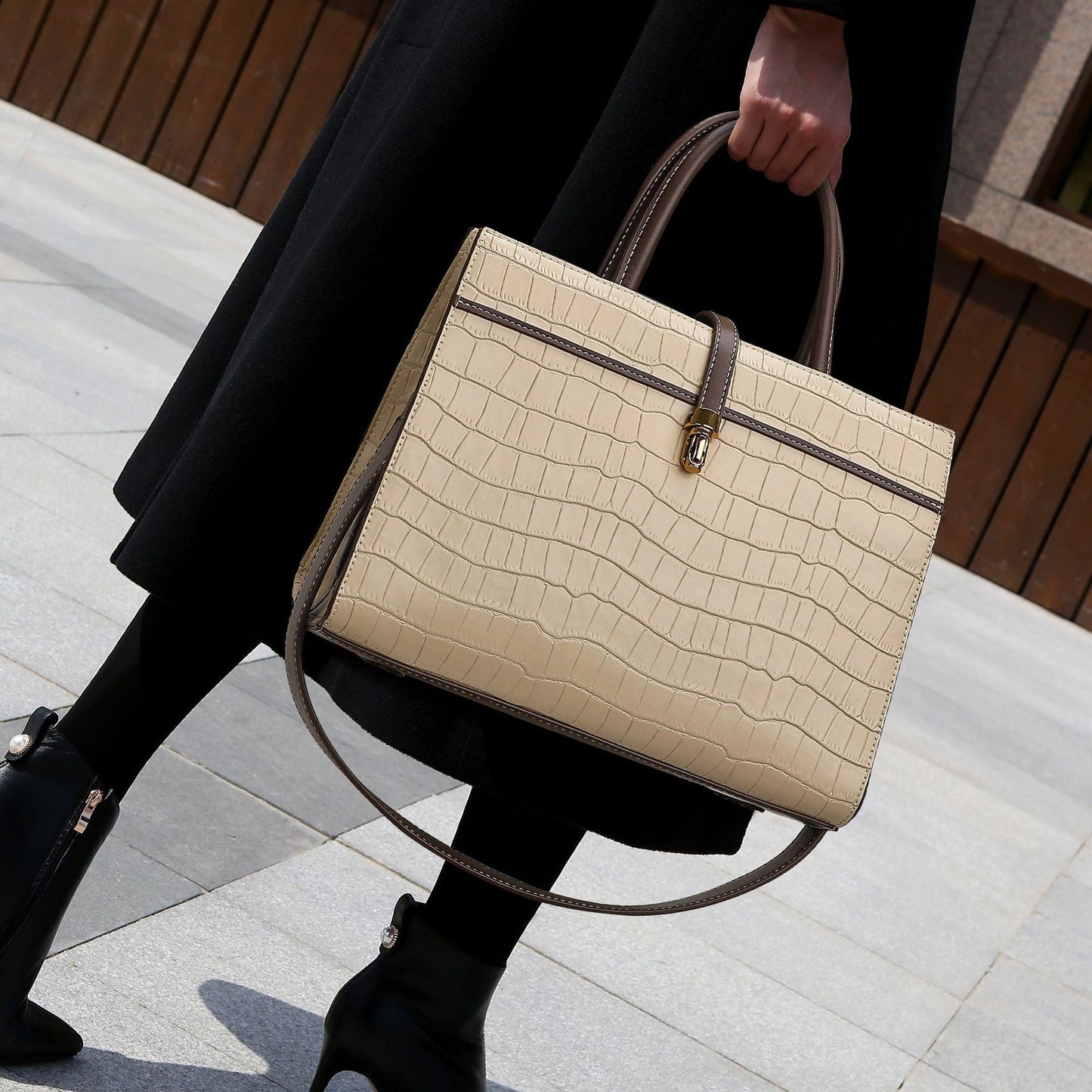 Lucienne Croc Embossed Tote Bag – FIORENE