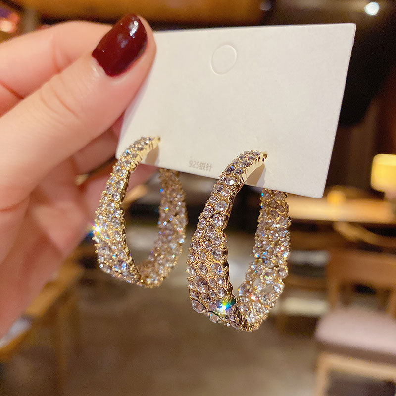 Golden Sparkle Hoop Earrings - FIORENE