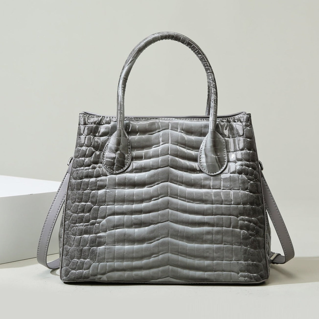 Slate Croco Luxe Tote Bag – FIORENE