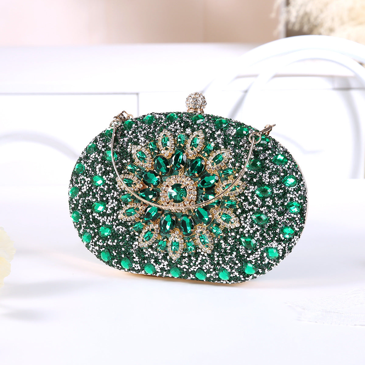Rosé Blossom Crystal Clutch – FIORENE