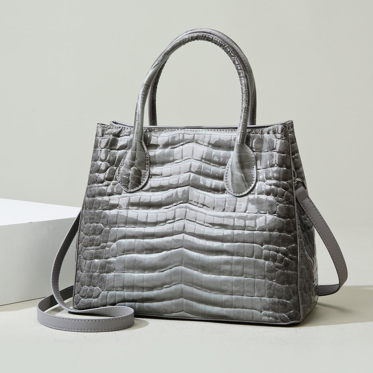 Slate Croco Luxe Tote Bag – FIORENE