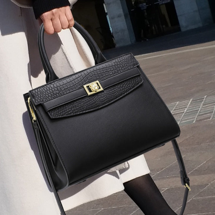 Midnight Croco Elegance Handbag - FIORENE