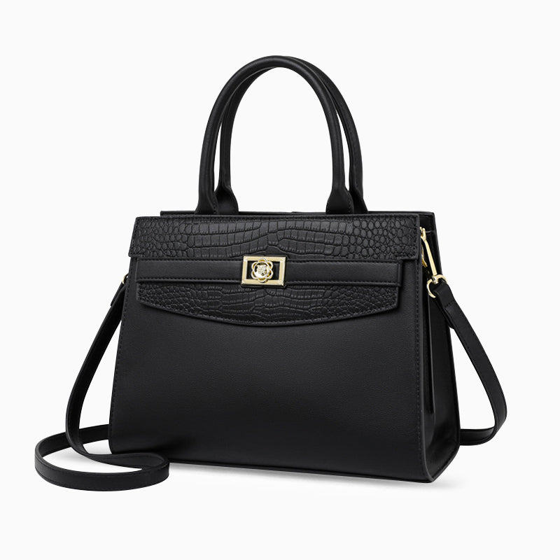 Midnight Croco Elegance Handbag - FIORENE