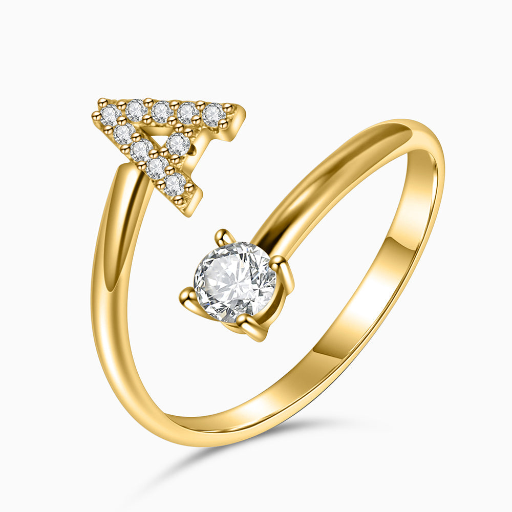 Sparkle Initial Open Ring – FIORENE
