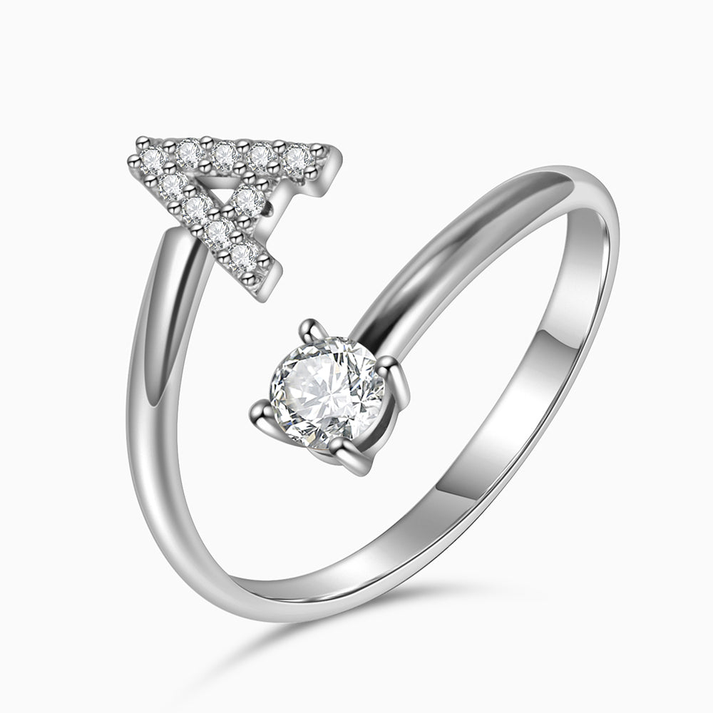 Sparkle Initial Open Ring – FIORENE