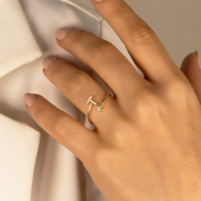 Sparkle Initial Open Ring – FIORENE