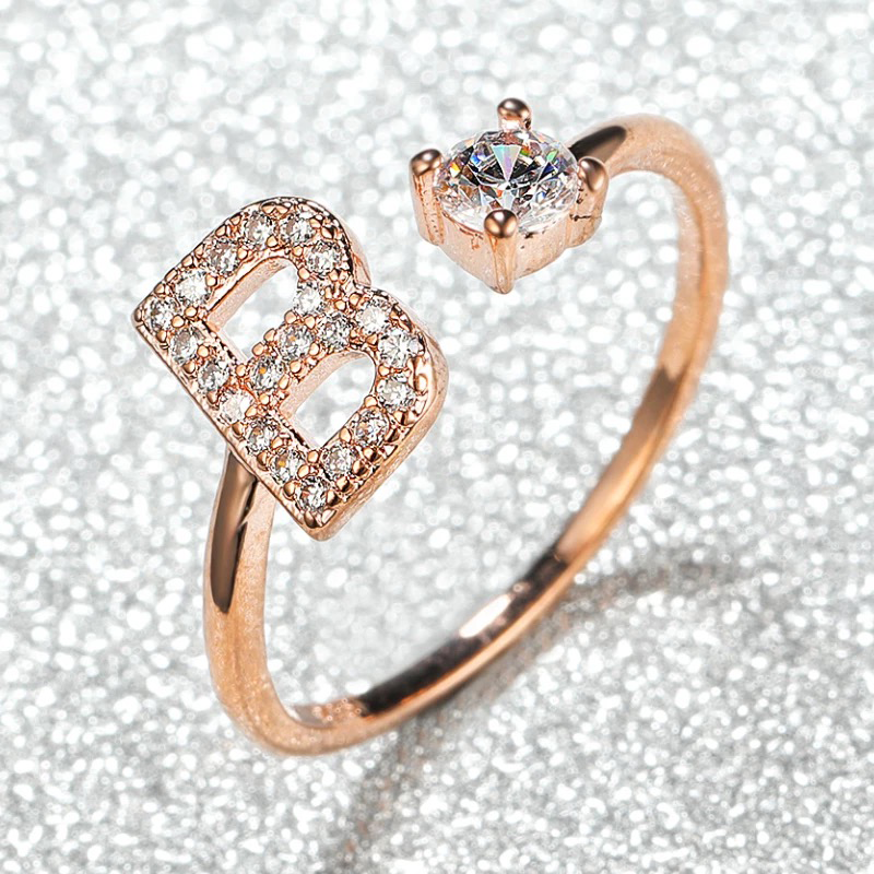 Sparkle Initial Open Ring – FIORENE