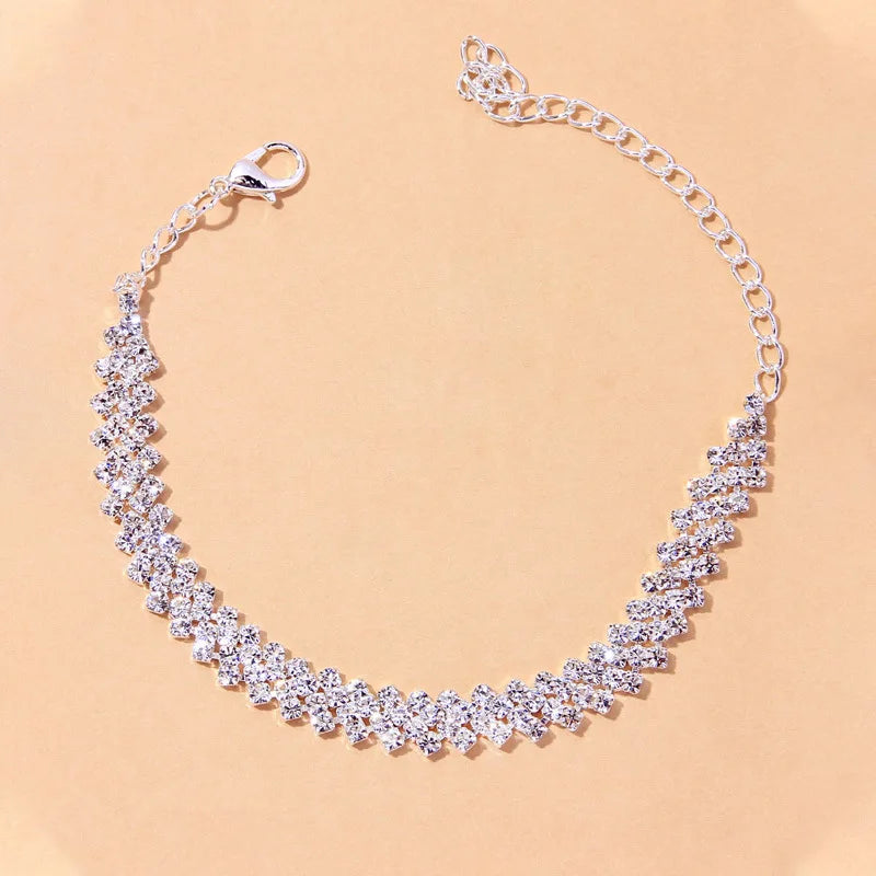 Crystal Chevron Anklet – FIORENE