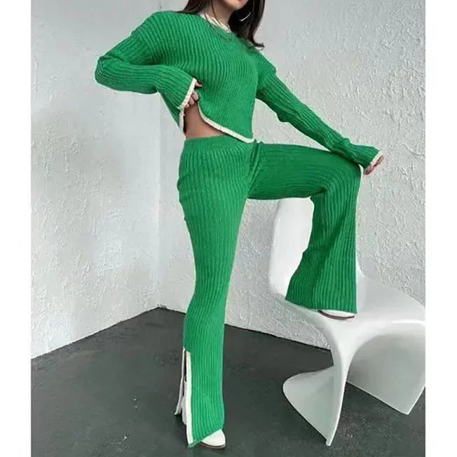 Velvetine Ribbed Knit Lounge Set