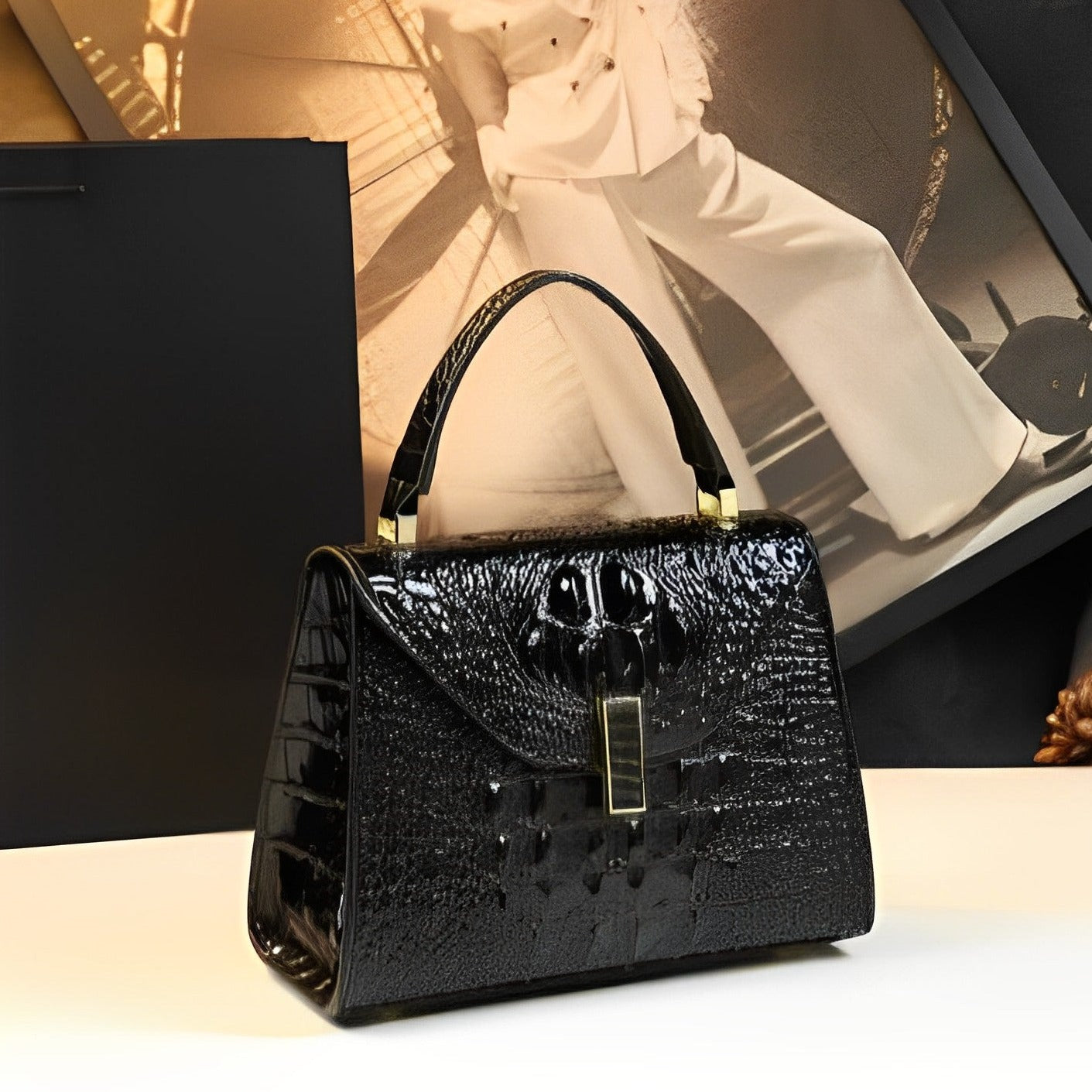 Emerald Croc Handbag – FIORENE