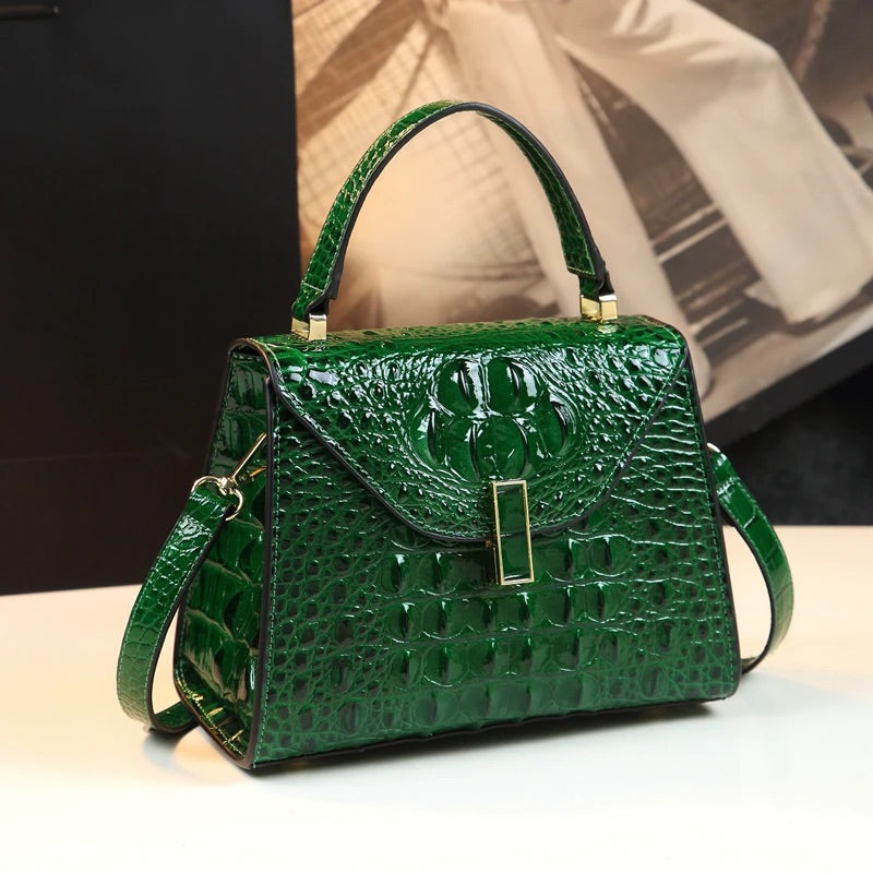 Emerald Croc Handbag – FIORENE
