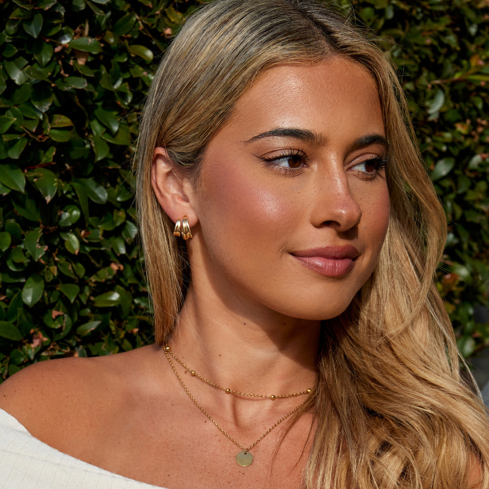 Sculpted Triple Band Earring – FIORENE