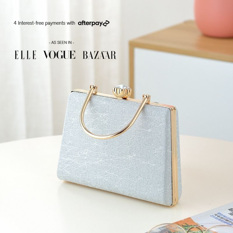 Golden Sparkle Diamond Handle Clutch - FIORENE
