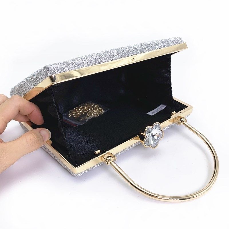 Golden Sparkle Diamond Handle Clutch - FIORENE