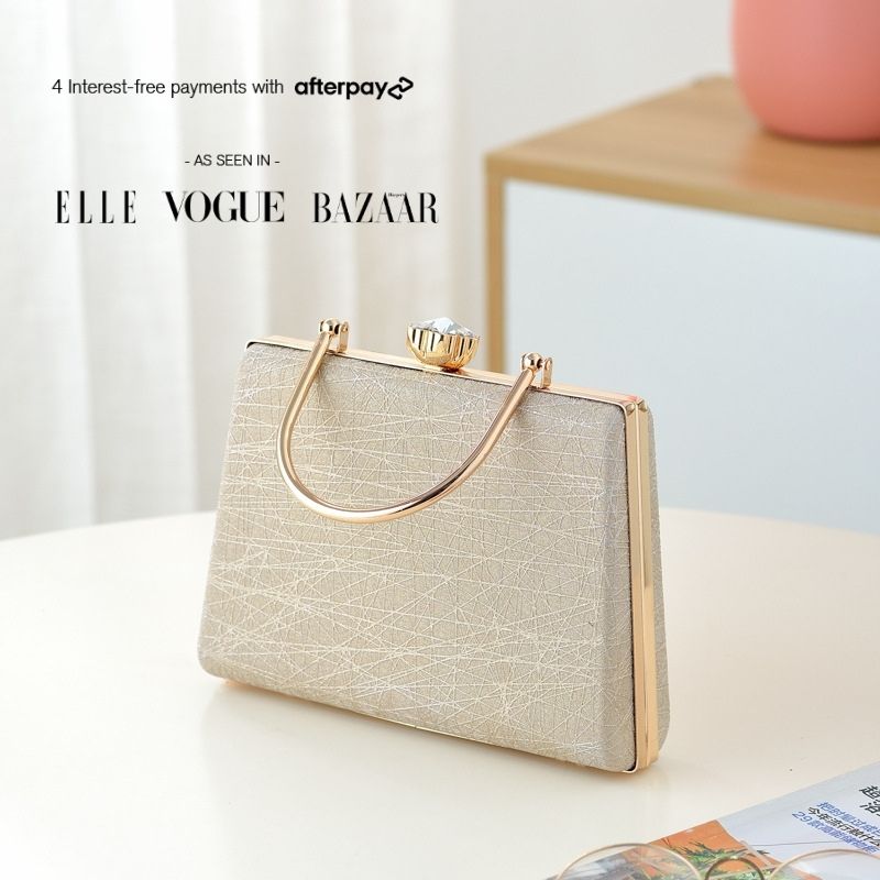 Golden Sparkle Diamond Handle Clutch - FIORENE