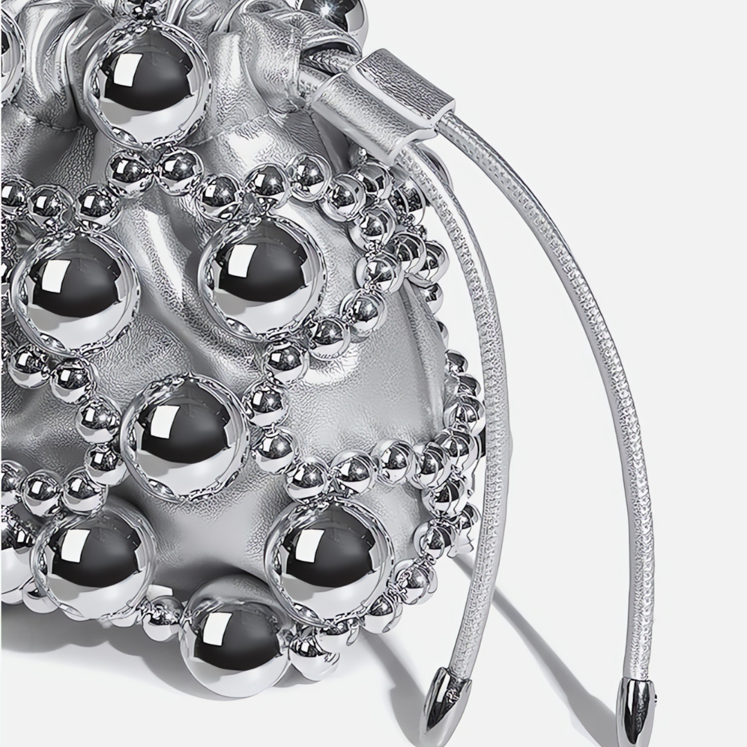 Silver Orb Beaded Handbag - FIORENE