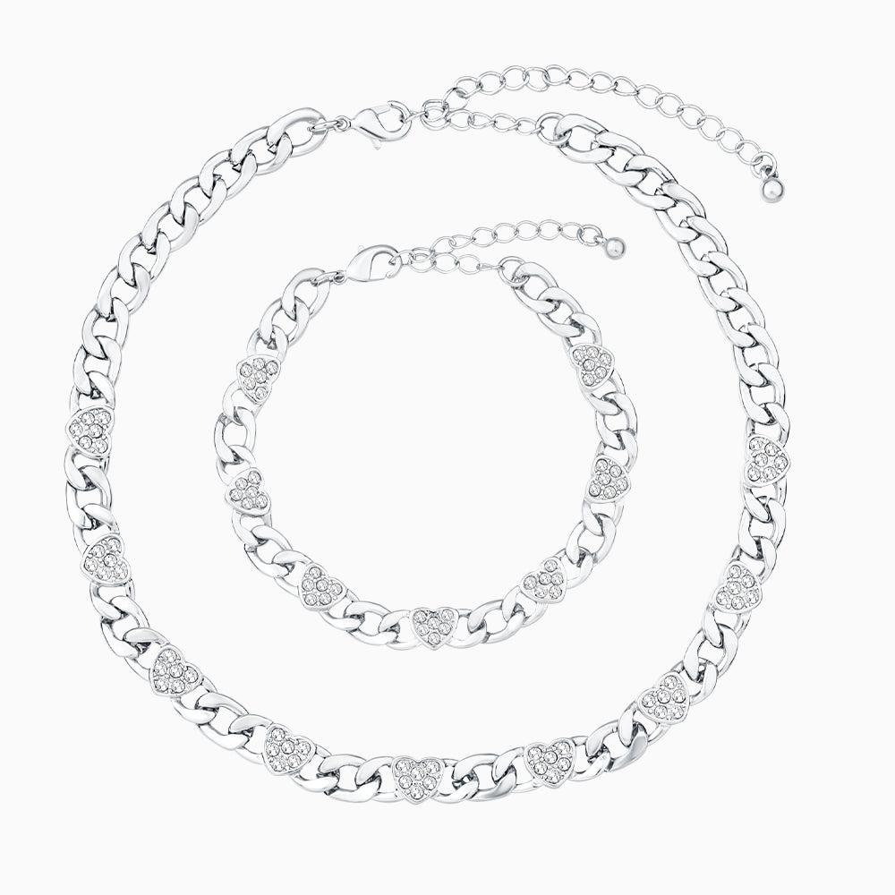 Lunetta Pavé Heart Chain Set – FIORENE