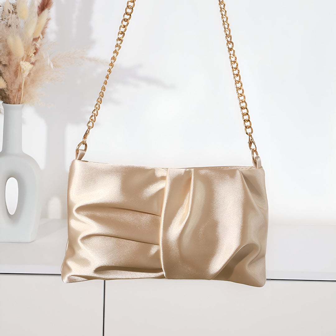 Champagne Silk Drape Clutch – FIORENE