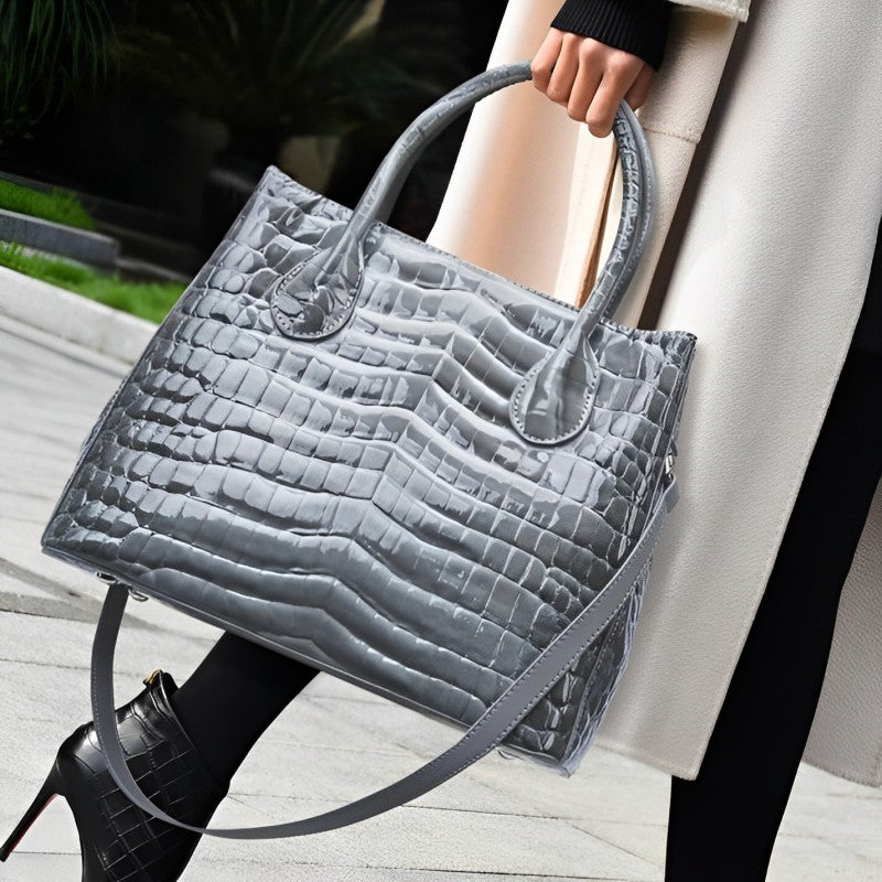 Slate Croco Luxe Tote Bag – FIORENE