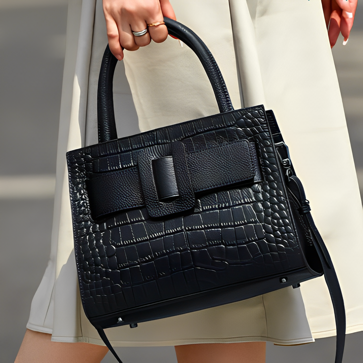 Arctic Croc Buckle Tote Bag – FIORENE
