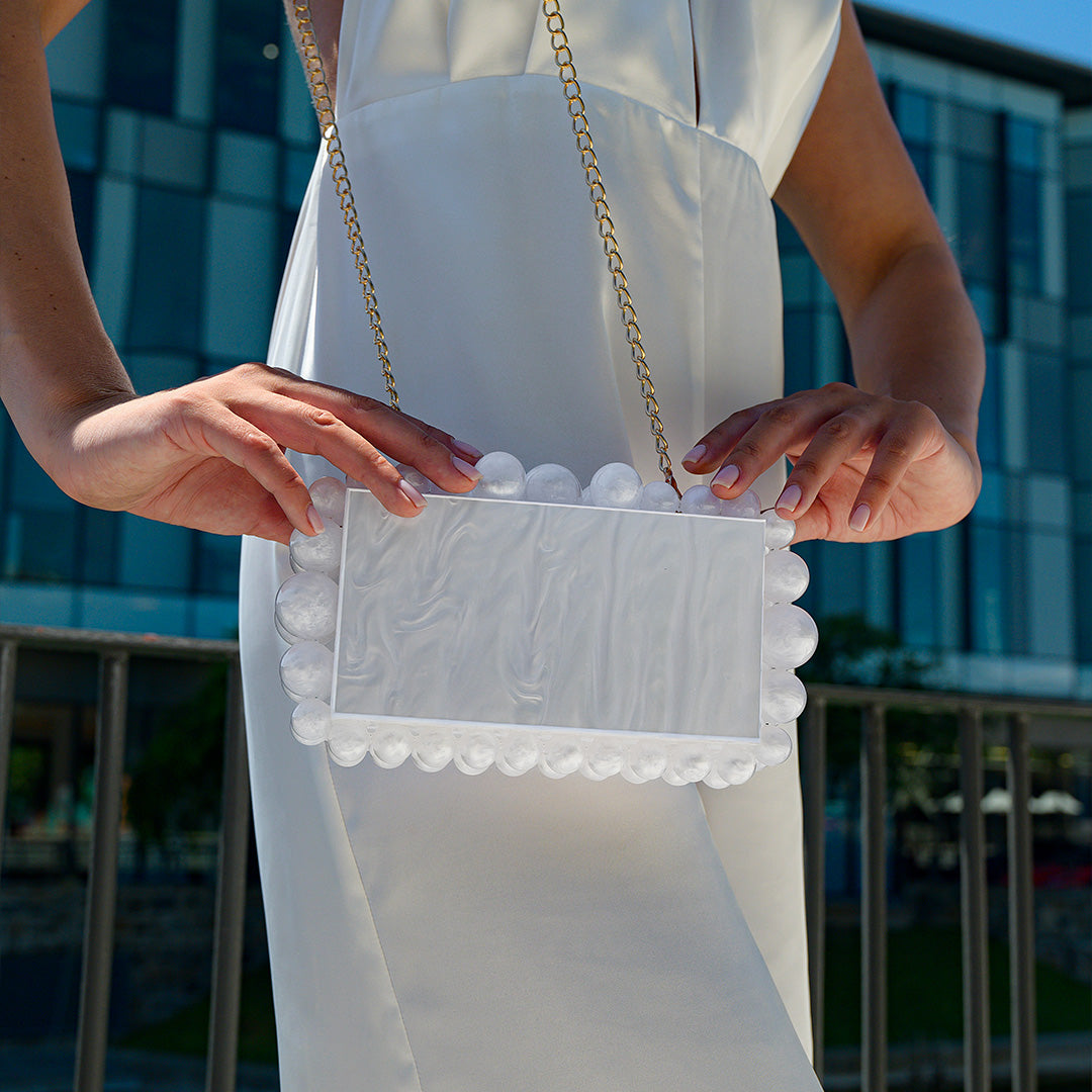 Pearlescent Bubble Box Clutch – FIORENE