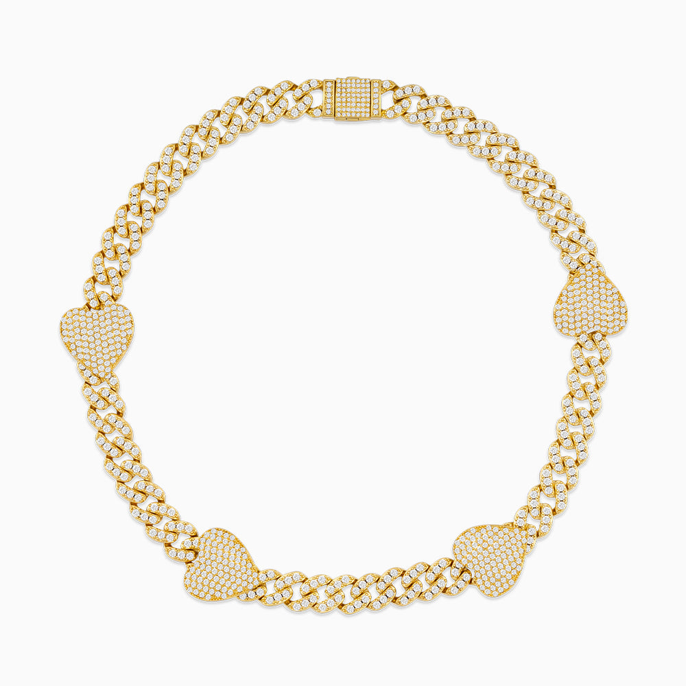 Golden Heart Diamond Chain Necklace - FIORENE