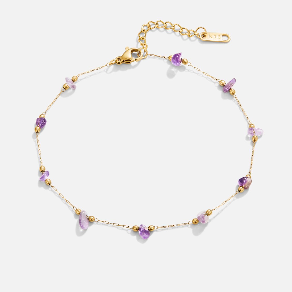 Gilded Amethyst Fragment Anklet – FIORENE