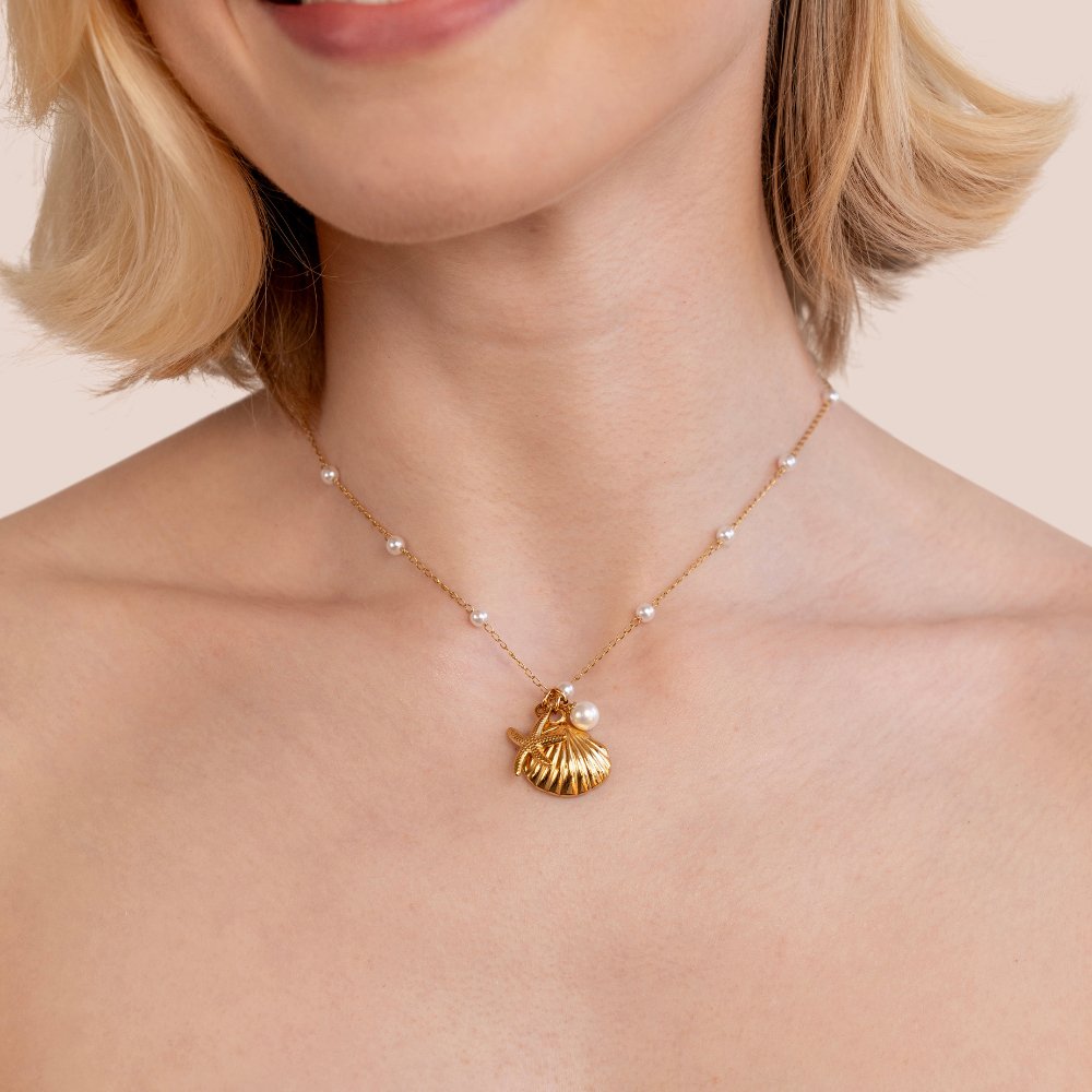 Seashell & Star Pearl Necklace – FIORENE